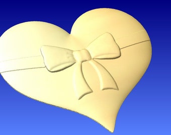 Bow and Heart 3d Clipart for cnc projects in stl file format