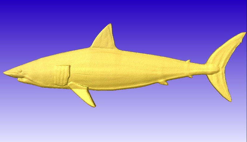 Shark 3d Vector Art Model for cnc projects or carving patterns in stl file format image 1