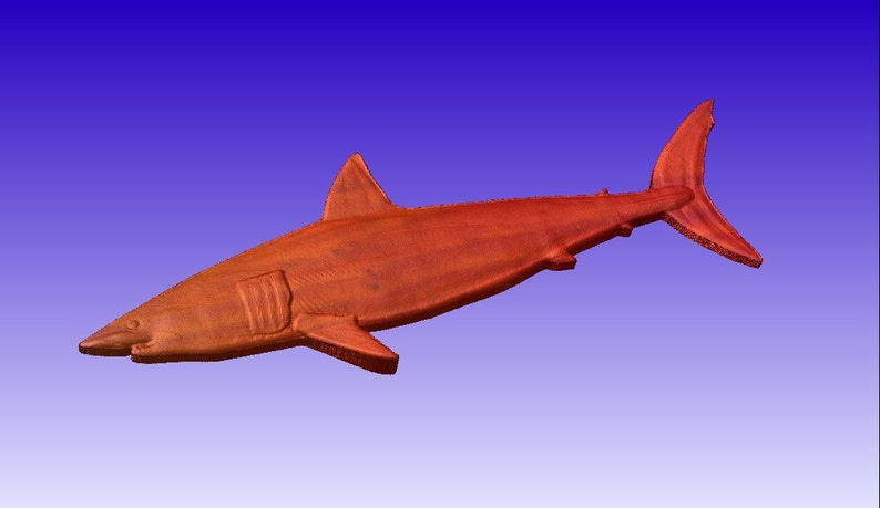 Shark 3d Vector Art Model for cnc projects or carving patterns in stl file format image 4