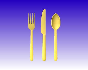 Fork Spoon Knife Vector Relief Model for cnc routers or sign making pattern in stl file format