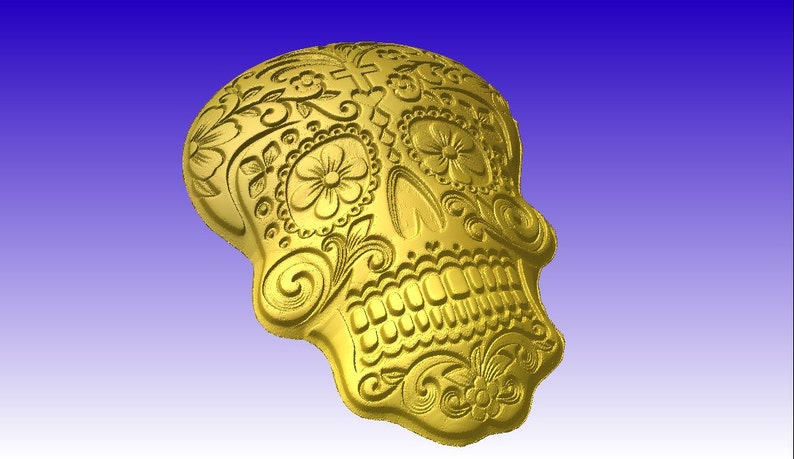 Sugar Skull Vector Relief Model in stl file format for cnc machining and sign carving download only image 2