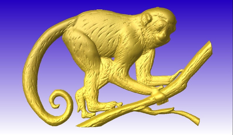 Monkey Vector Relief Model for cnc projects in stl file format ready for download image 1