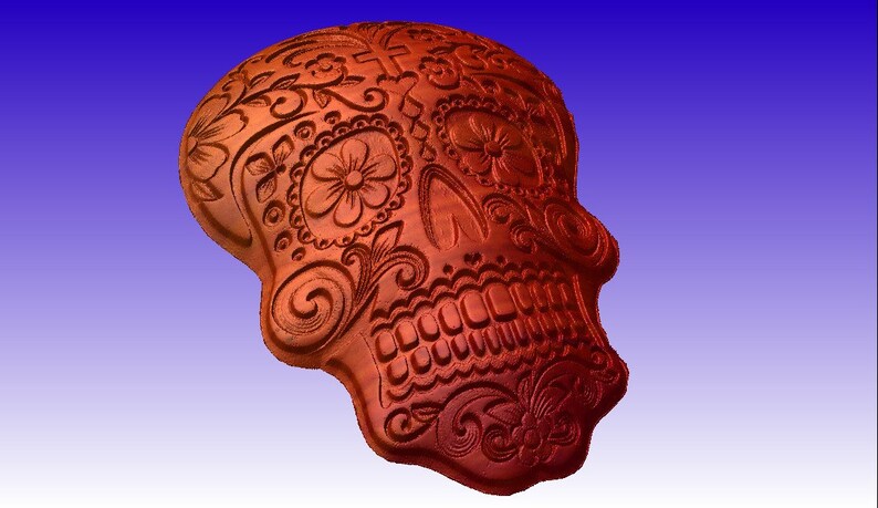 Sugar Skull Vector Relief Model in stl file format for cnc machining and sign carving download only image 4