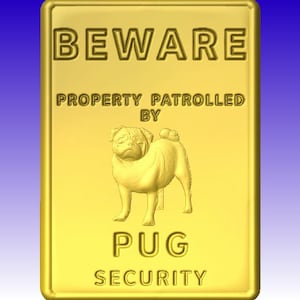 Pug Vector Relief Sign Model for cnc router projects and sign carving patterns in stl file format