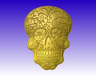 Sugar Skull Vector Relief Model in stl file format for cnc machining and sign carving download only