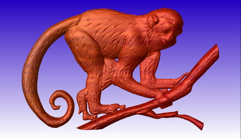 Monkey Vector Relief Model for cnc projects in stl file format ready for download image 3