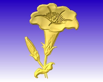 Tulip Flower Vector Relief Model in stl-bestandsindeling voor cnc routers en aanmelden houtsnijwerk download alleen