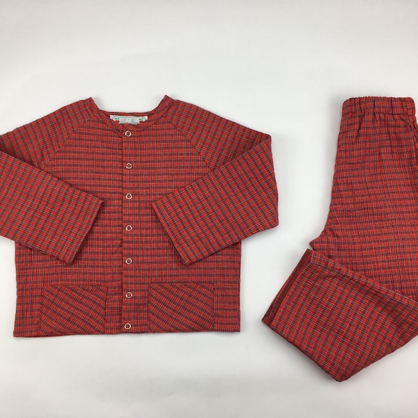 Ensemble Tartan Rouge classique | Pom'Flore Vêtements français pour enfants