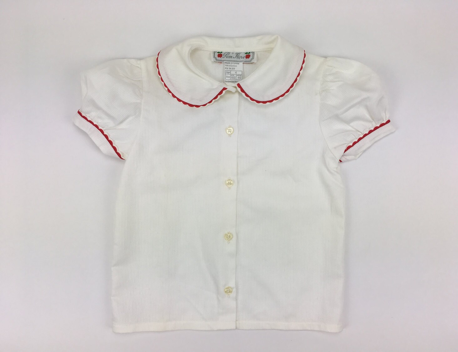 white short sleeve peter pan collar blouse