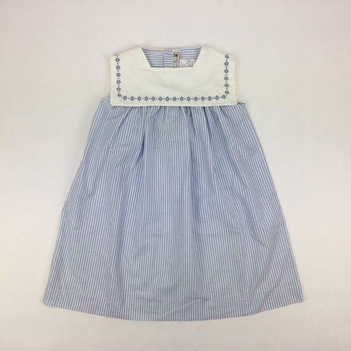 Classic French Blue Striped Sailor Girls Dress Pom'flore - Etsy