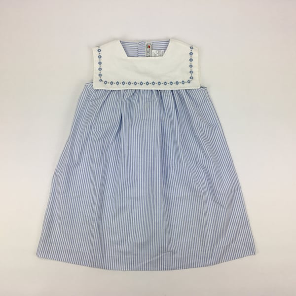 Robe Classique Rayée Bleue Col Marin | Vêtements pour Enfants Pom'Flore