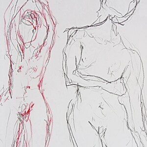 Disegno Di Gesso Pastello E Matita Nudo Femminile In Studio Etsy