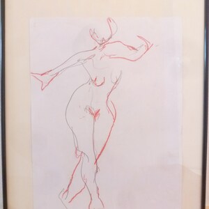 Female nudity, original drawing, pastel and pencil, with left and right hand