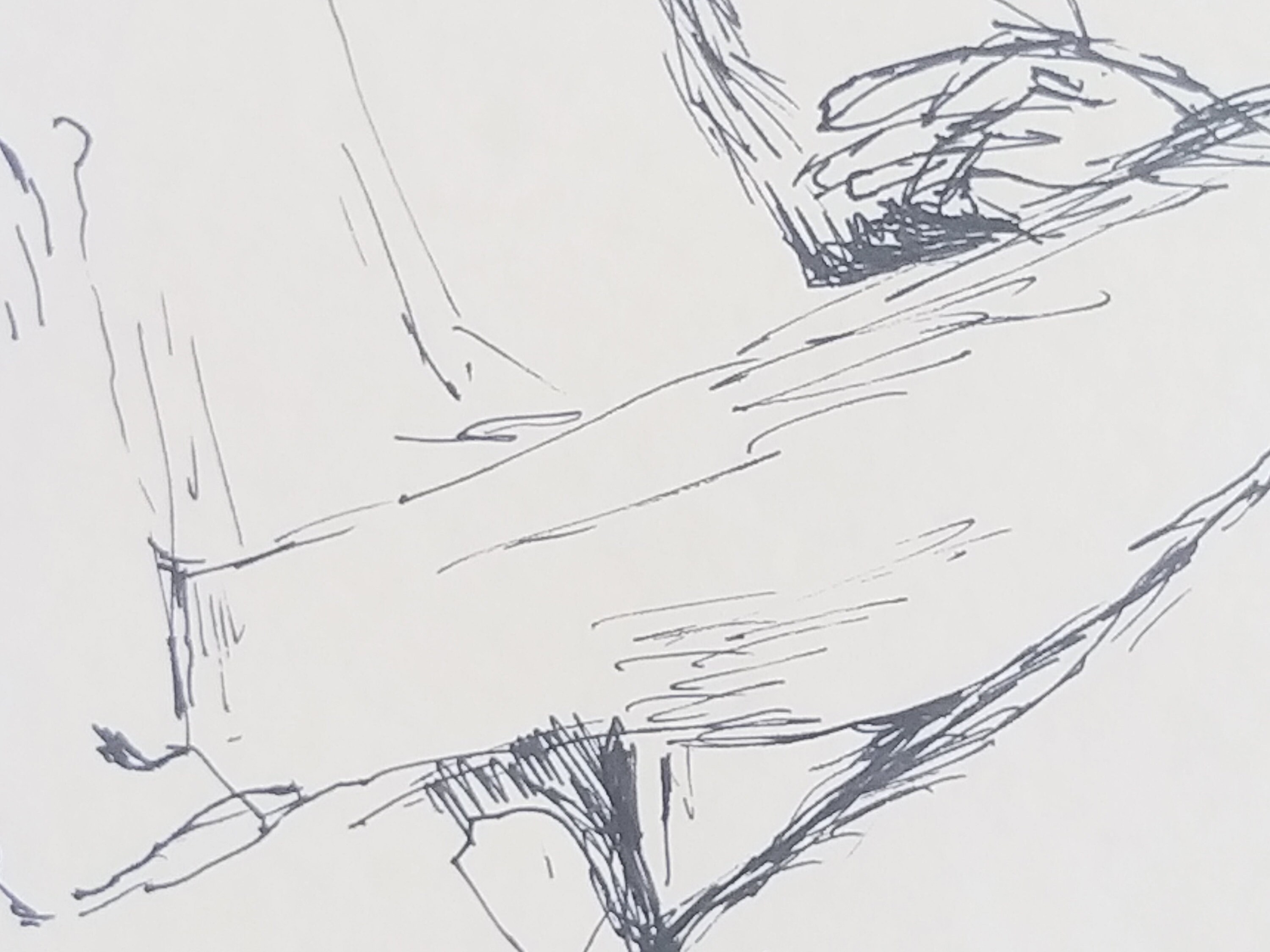 Original Nude Drawing Male Nude in the Studio From Fineliner Black