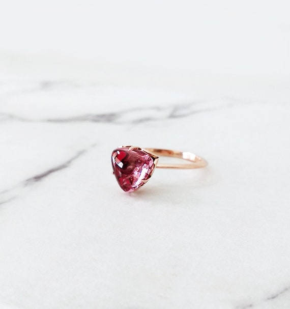 14K Rose Gold Pink Tourmaline Ring Solitaire Engagement Ting - Etsy