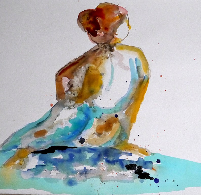 Original art, Grand Tableau, Female nude, female portrait, conte Original art, Grand Tableau, Female nude, female portrait, conte
