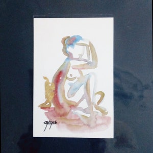 Nudo femminile originale, mini dipinto, arte contemporanea, "Lola", pittura contemporanea, inchiostri, pittura zen, arte murale