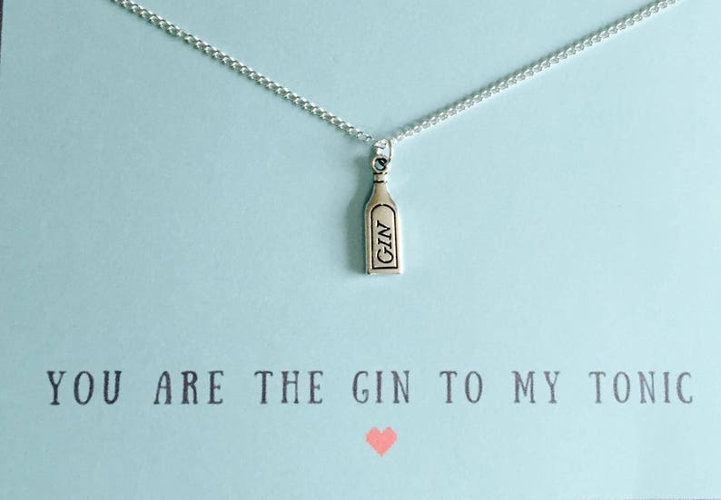 Gin Charm Necklace, You Are The Gin To My Tonic, Fun Gin Gift, Valentines Gift image 2