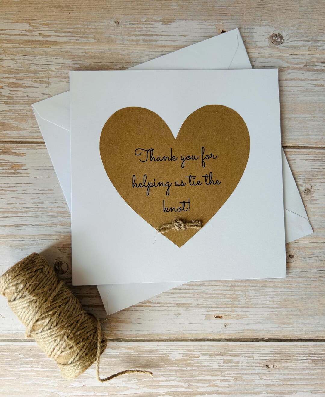 Rustic Wedding Thank You Card: Handmade Paper Heart - Etsy UK