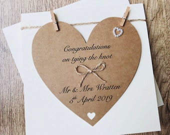 Personalised Wedding Card, Rustic Wedding Card for the newlyweds