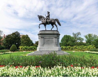 Boston Public Garden, Estatua de George Washington / Downtown Boston Photography / Boston Photo, George Washington Print Horizontal