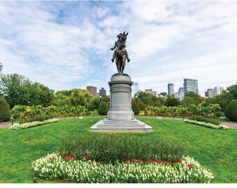 Boston Public Garden, George Washington Statue | Downtown Boston Photography | Boston Skyline, George Washington Print Horizontal
