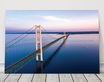 Mackinac Bridge Print | Mackinac Bridge Sunset Photography Landscape | Michigan Photography | Suspension Bridge