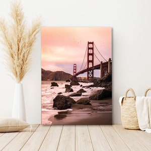 Golden Gate Bridge Acryl Wandkunst | Goldenes Tor Sonnenuntergang Fine Art | Marshalls Beach California Sonnenuntergang Foto | San Francisco