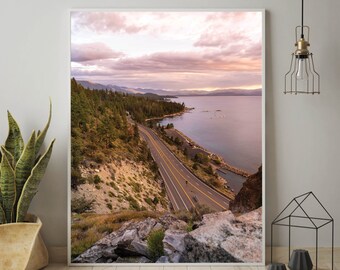 Cave Rock Tahoe Sunset Photo Print | Sunset at Lake Tahoe Wall Art Decor | South Lake Tahoe Sunset Picture | Cave Rock Hike Lake Tahoe