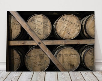 Destilería de barriles de bourbon, lienzo acrílico o de pared, bellas artes del whisky, arte mural de la destilería Buffalo Trace, decoración de cuevas para hombres, bourbon de Kentucky