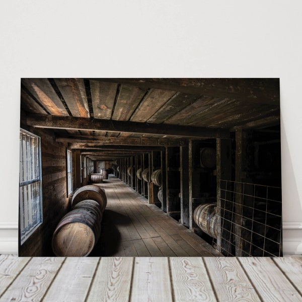 Bourbon Barrel Distillery Canvas or Acrylic Photo, Whiskey Wall Art, Kentucky Bourbon Wall Decor, Whiskey Barrel Wall Art Decor for Man Cave