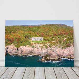 Acadia National Park Coast and Mansion Photo | Coastal Photo Aerial View | Mansion and Fall Foliage East Coast | Coastal Picture Fall Autumn