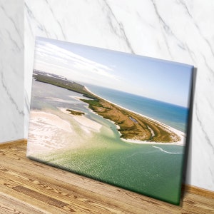 arte da parede da lona da ilha de Caladesi | Decoração de parede de casa de praia na Flórida | Fotografia de vista aérea de Caladesi, Dunedin Flórida | Foto da praia da Flórida