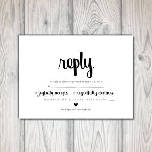 Wedding Reply Card | Wedding RSVP Card | Wedding Invitations Package | Wedding Invitation with RSVP Printable Template