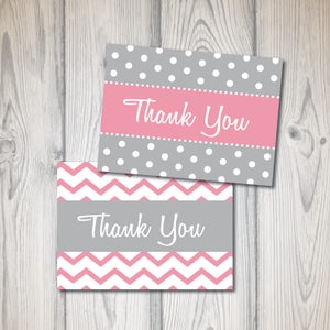 Cartes de remerciement | Baby Shower Merci cartes fille garçon | Merci cartes postales | Je vous remercie cartons || Téléchargement numérique | Chevron à pois