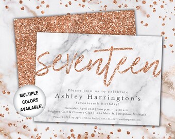 17th birthday invite etsy