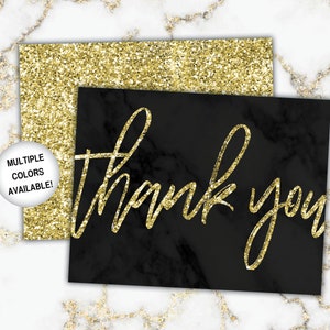 Gold Thank You Cards Gold Glitter Thank You Cards Printable Thank You Notecards Printable Thank You Cards Gold Glitter image 6