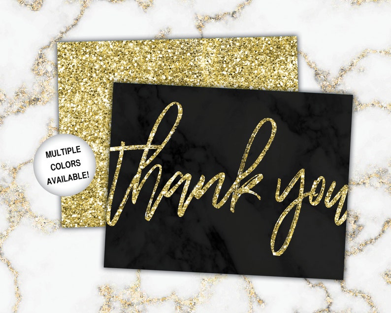 Gold Thank You Cards Gold Glitter Thank You Cards Printable Thank You Notecards Printable Thank You Cards Gold Glitter image 6