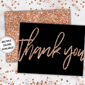 Rose Gold Thank You Cards Rose Gold Glitter Thank You Cards Printable Thank You Notecards Printable Thank You Cards Rose Gold afbeelding 6