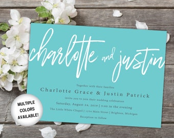 Teal Wedding Invitations with Names | Wedding Invitations Template | Wedding Invitations Package | Wedding Invitation with RSVP Card