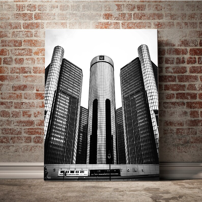 Gm building detroit photograph ren cen building photo etsy
