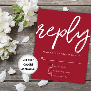 Printable Wedding Reply Card Black and White Wedding RSVP Card Wedding Reply Card for Invitations Wedding Reply Card Template RSVP image 8