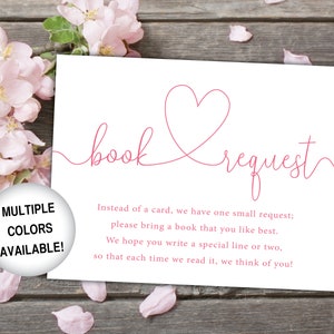 Carte de demande de livre rose pour la baby shower | Livres pour | de cartes d’insertion de bébé Livres pour le modèle d’insertion de bébé | Demande de livre de baby shower imprimable