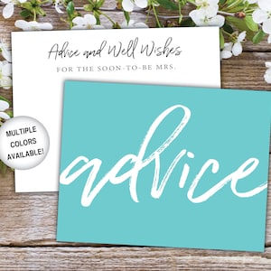 Advice Card Insert for Bridal Shower Bridal Shower Advice Card Template Advice and Well Wishes Card Printable Advice Card for Bride image 5