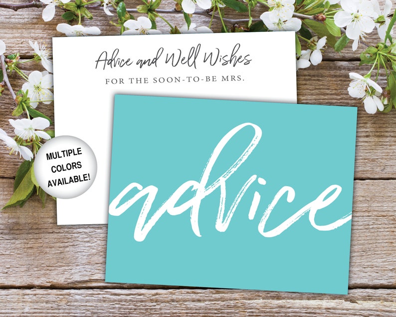 Advice Card Insert for Bridal Shower Bridal Shower Advice Card Template Advice and Well Wishes Card Printable Advice Card for Bride image 5