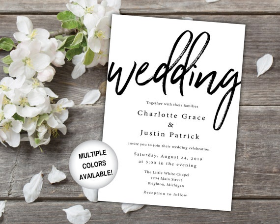 Printable Wedding Invitations Wedding Invitations Template | Etsy