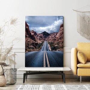 Mouses Tank Road During Storm Wall Canvas or Acrylic Photo | Valley of Fire State Park Nevada Lightning Fine Art | Overton, NV | Las Vegas