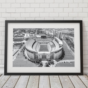Ohio State Buckeyes Football Stadium Photo Print Black and White | Ohio Stadium Aerial View Photography Print | Ohio State Football