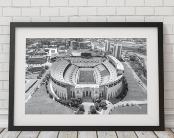 Ohio State Buckeyes Football Stadium Photo Print Black and White | Ohio Stadium Aerial View Photography Print | Ohio State Football