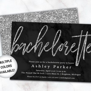 Silver Glitter Bachelorette Party Invitation Bachelorette Invitation Template Silver Bachelorette Party Invitation Printable image 7